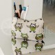 Colourful half-linen cosmetic bag "Owls green"